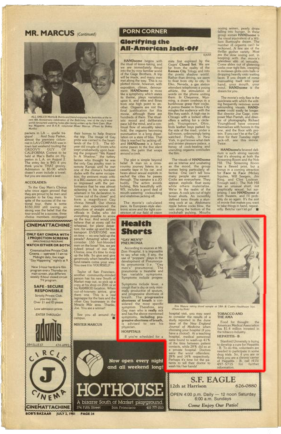 1981年7月2日のBayAreaReportの記事
