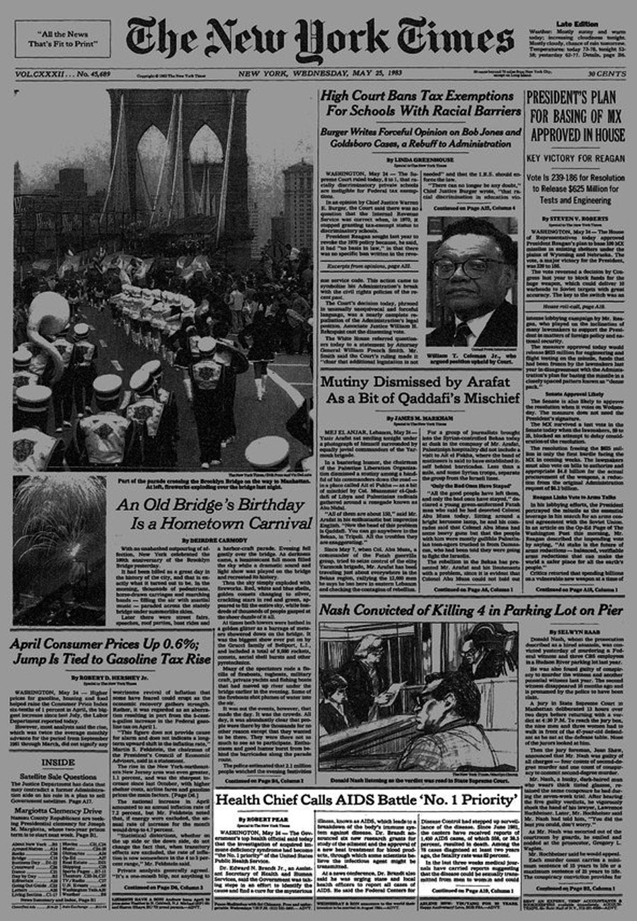 1983年5月25日のニューヨーク・タイムズの記事